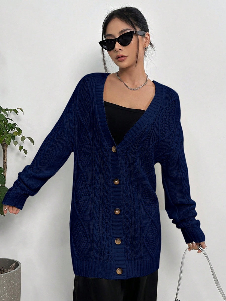 Liber Women's outerwear knitted cardigan diamond cable-knit button autumn cardigan