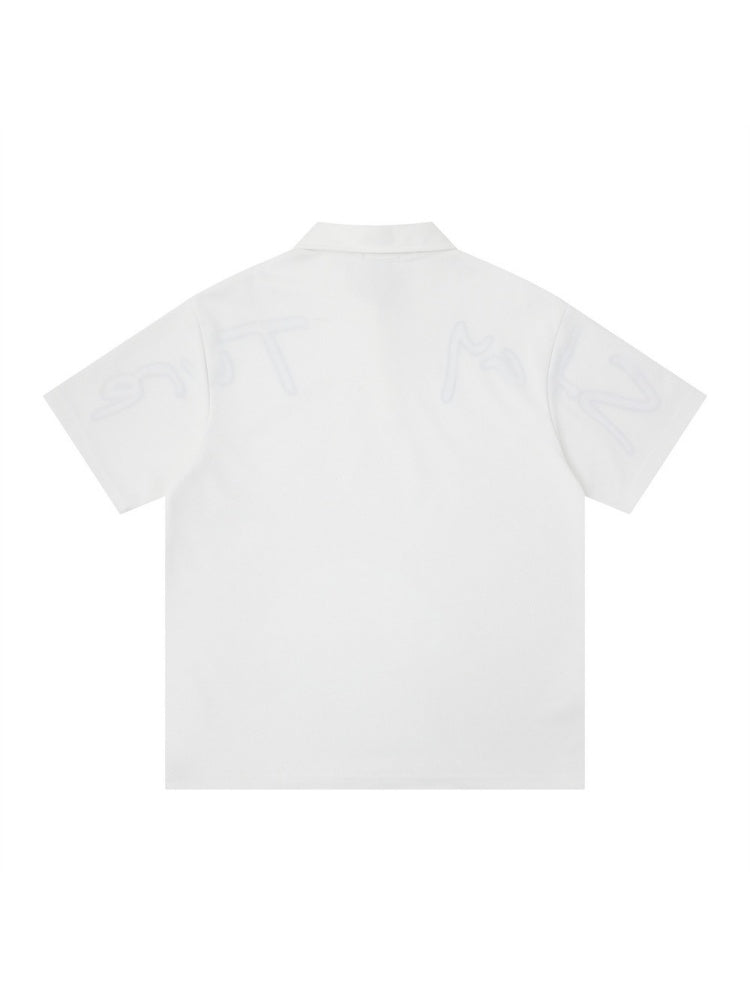 Letter Embroidery Ins Loose-fit POLO Shirt