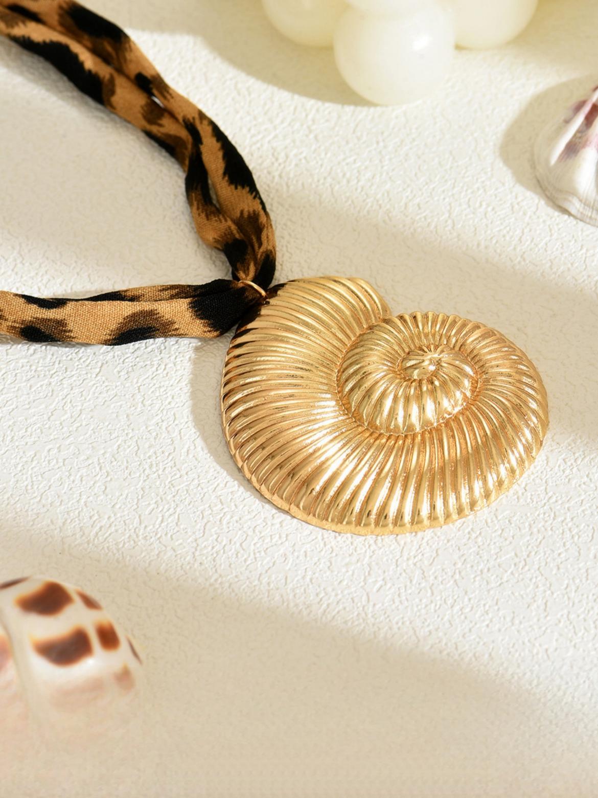 Leopard Print Seashell Starfish Necklace