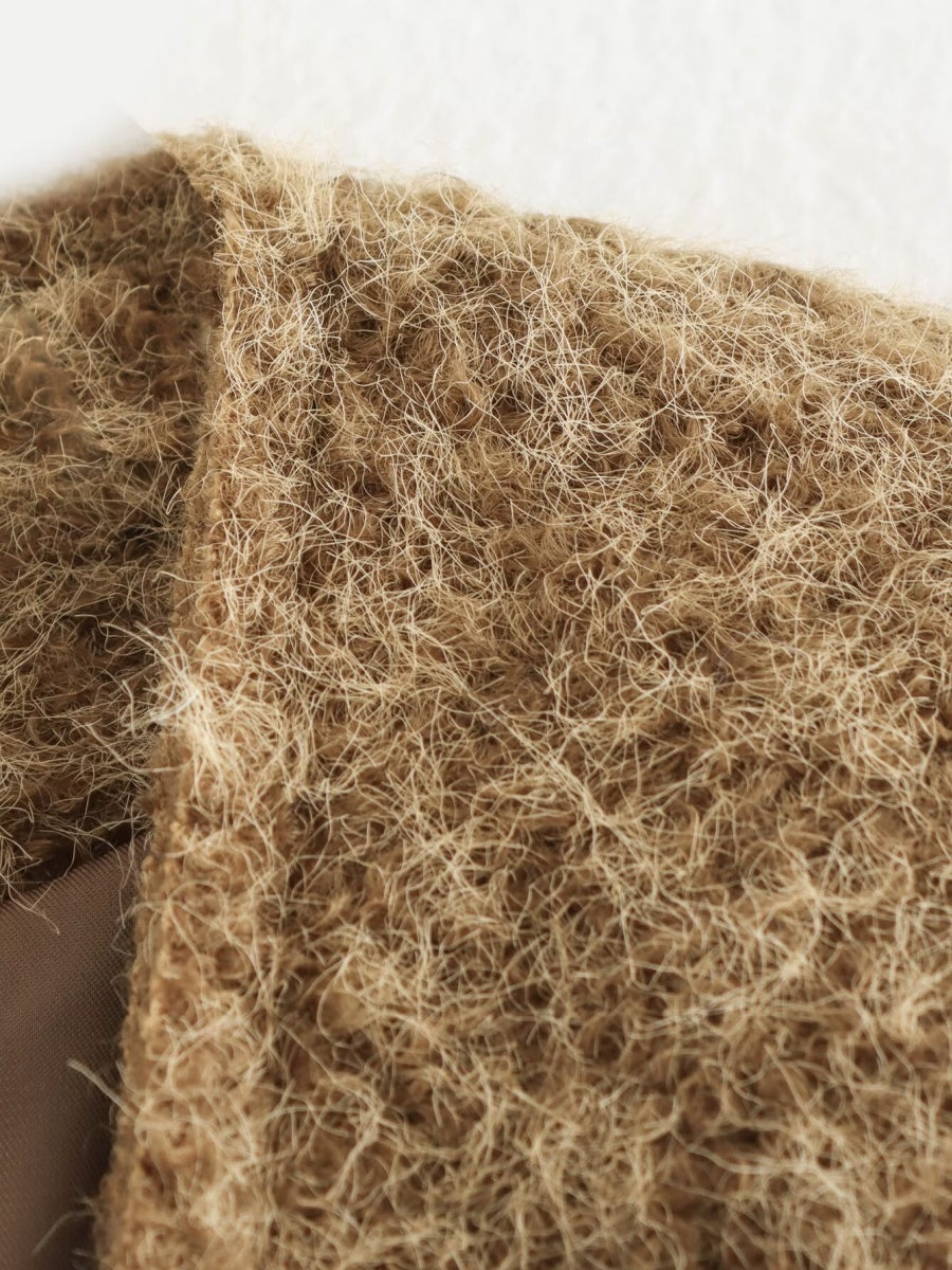 Loose V-neck tie knit cardigan