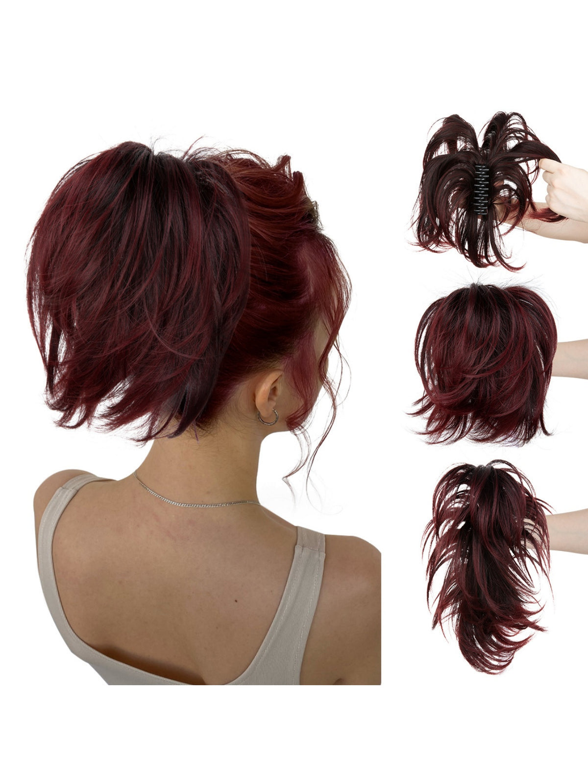 Short, Curled Ponytail Wig With Clip