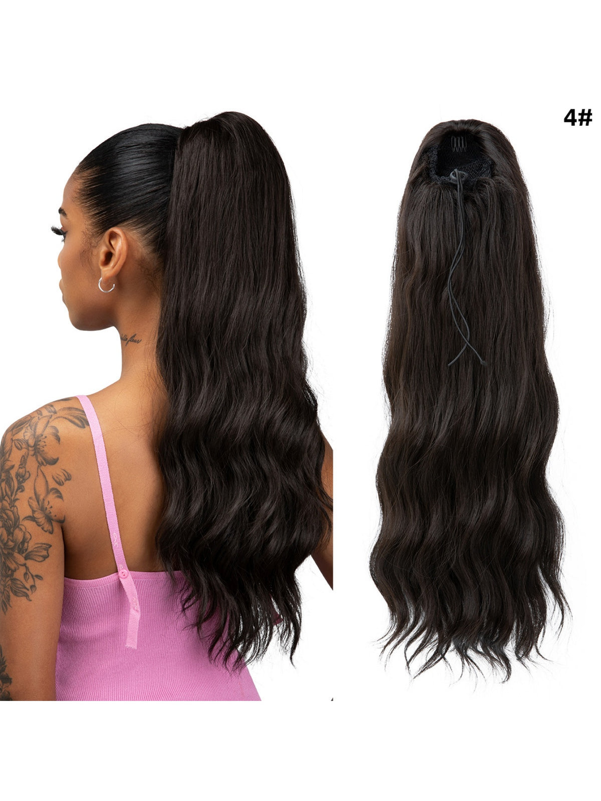 Pull-cord Hair Tie Water Ripple High-temperature Silk Ponytail Wig