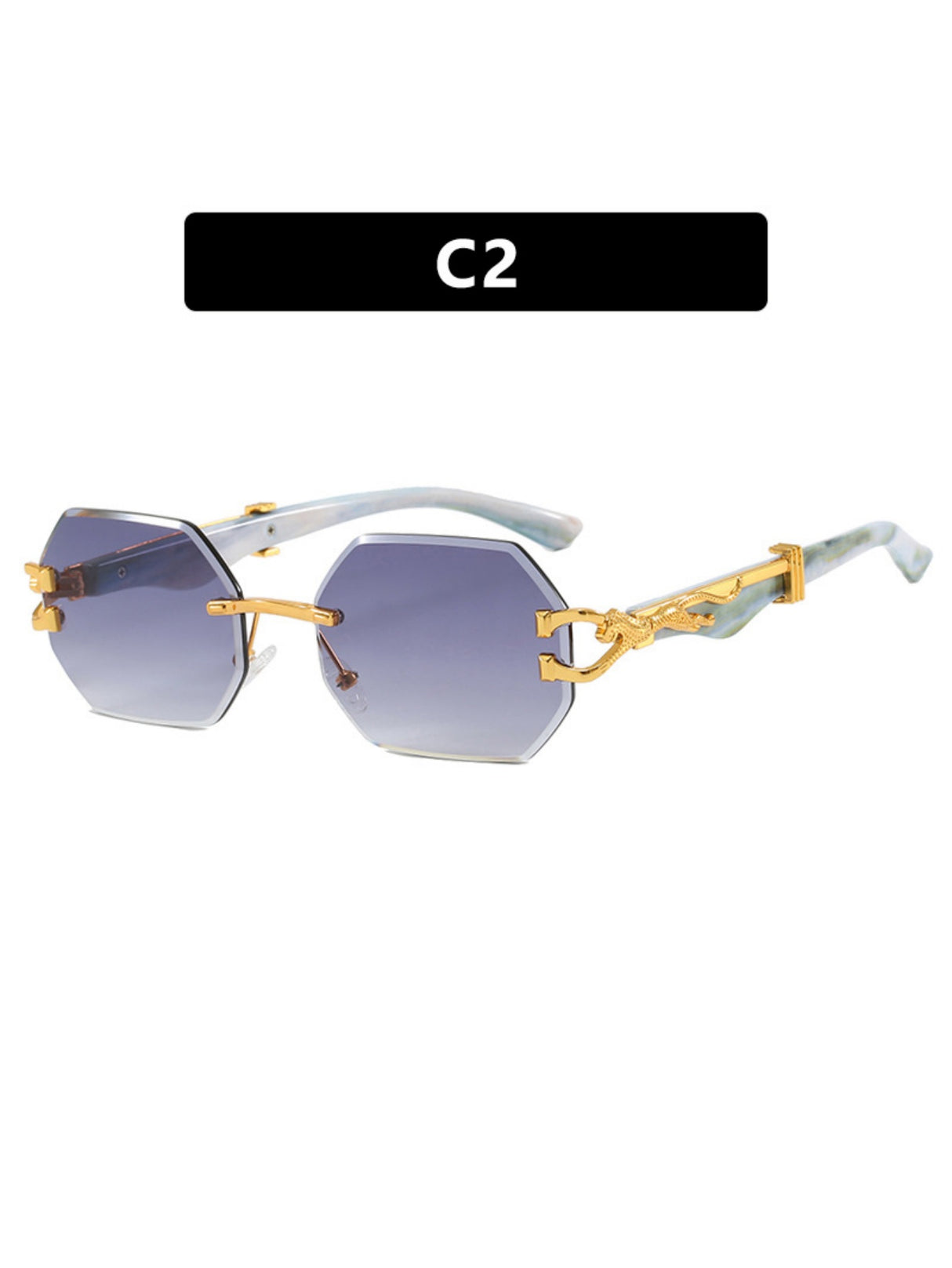 Metal Frameless Polygonal Sunglasses