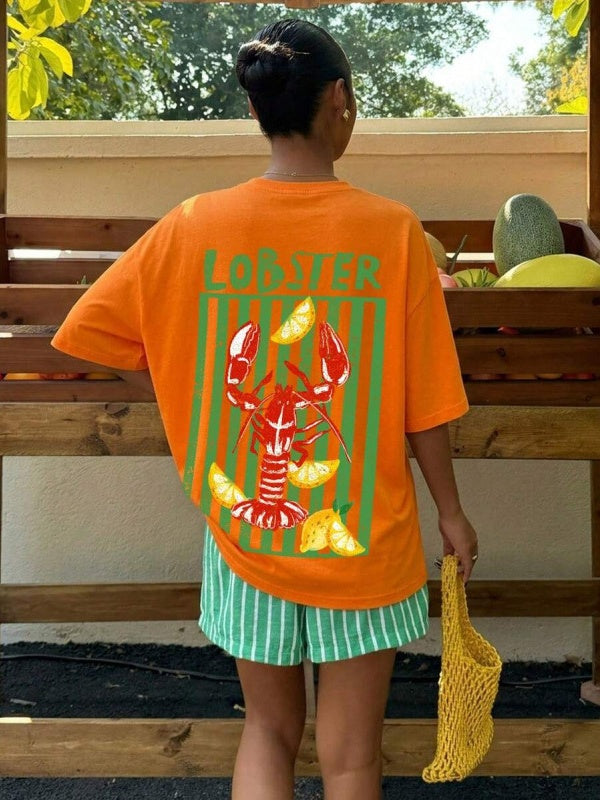Casual And Versatile 3D Letter Pattern T-shirt
