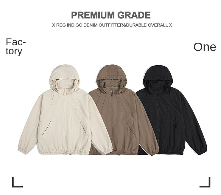 Water-repellent Oversize Folding Hooded Windbreakers