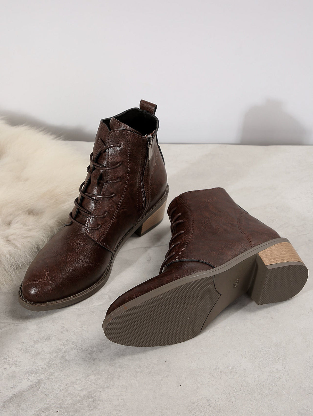 Side Zip Lace-up Retro Martin Boots