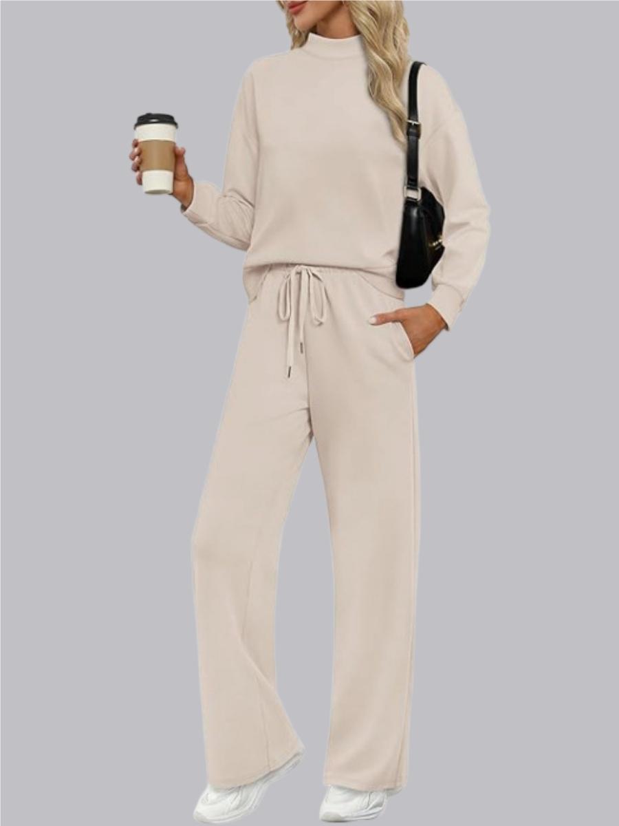 Sports Casual Suit Long-sleeved Pullover Sweatshirt Wide-leg Pants 2-piece Sets