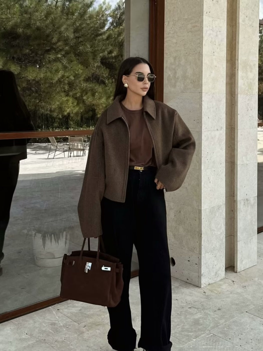 Brown Pocket Long sleeve Jackets