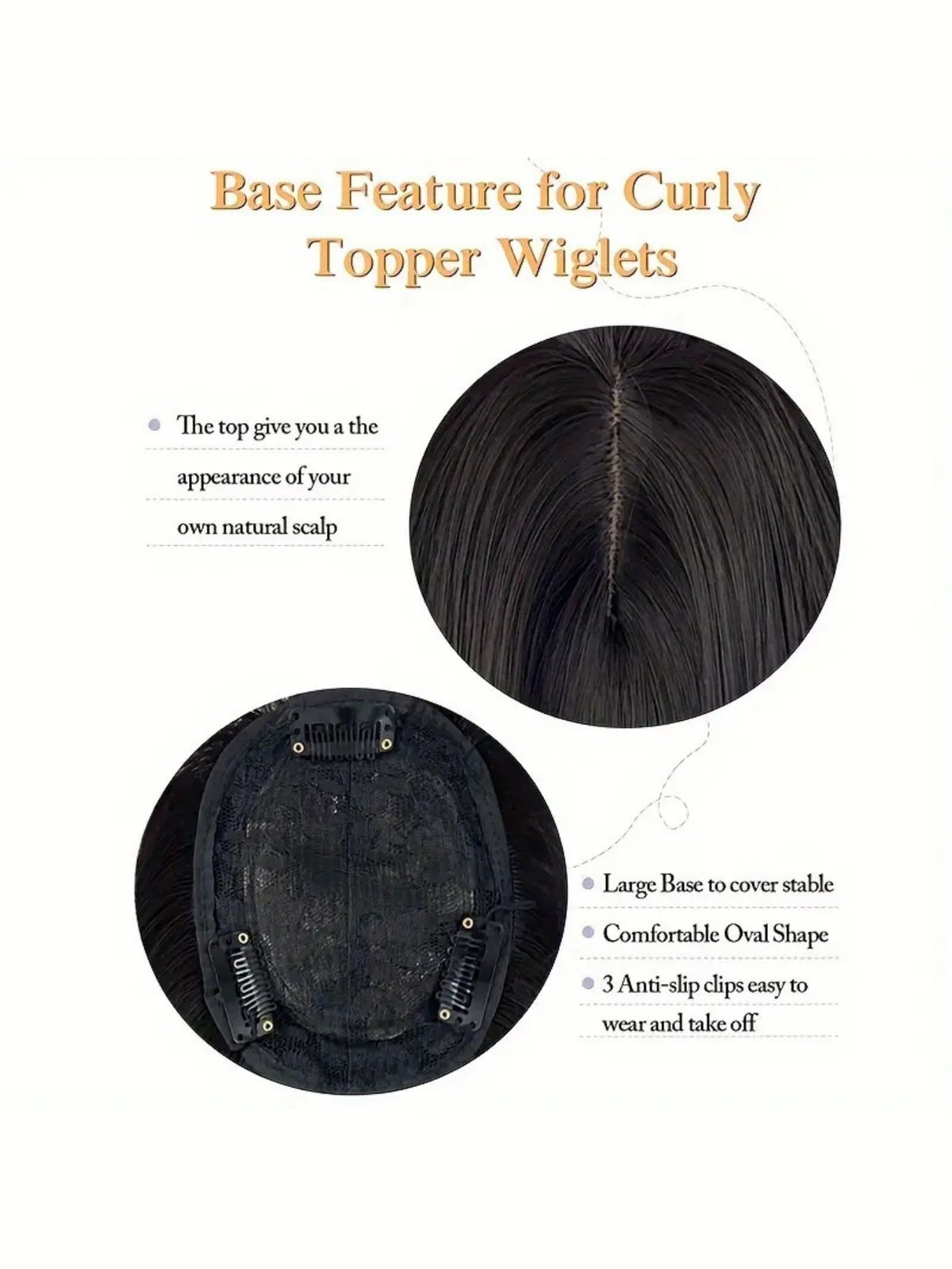 Invisible, Seamless, Long, Curly Wig With White Hair Covering