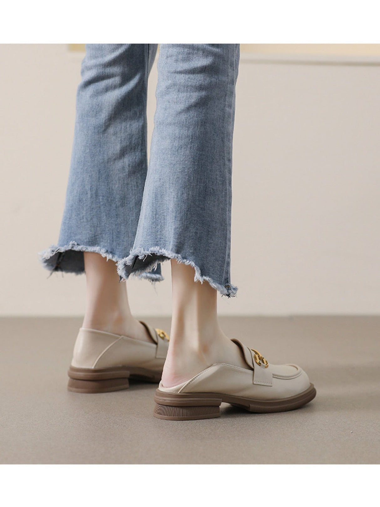 Liber Spring and Autumn Thick-soled Metal Buckle Women's Loafers