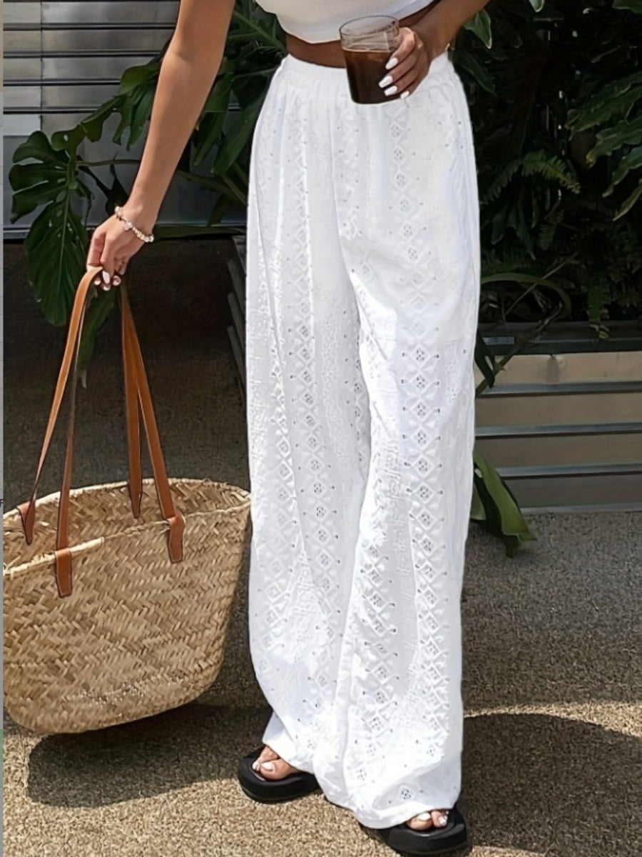 Lace High waist Straight Pants