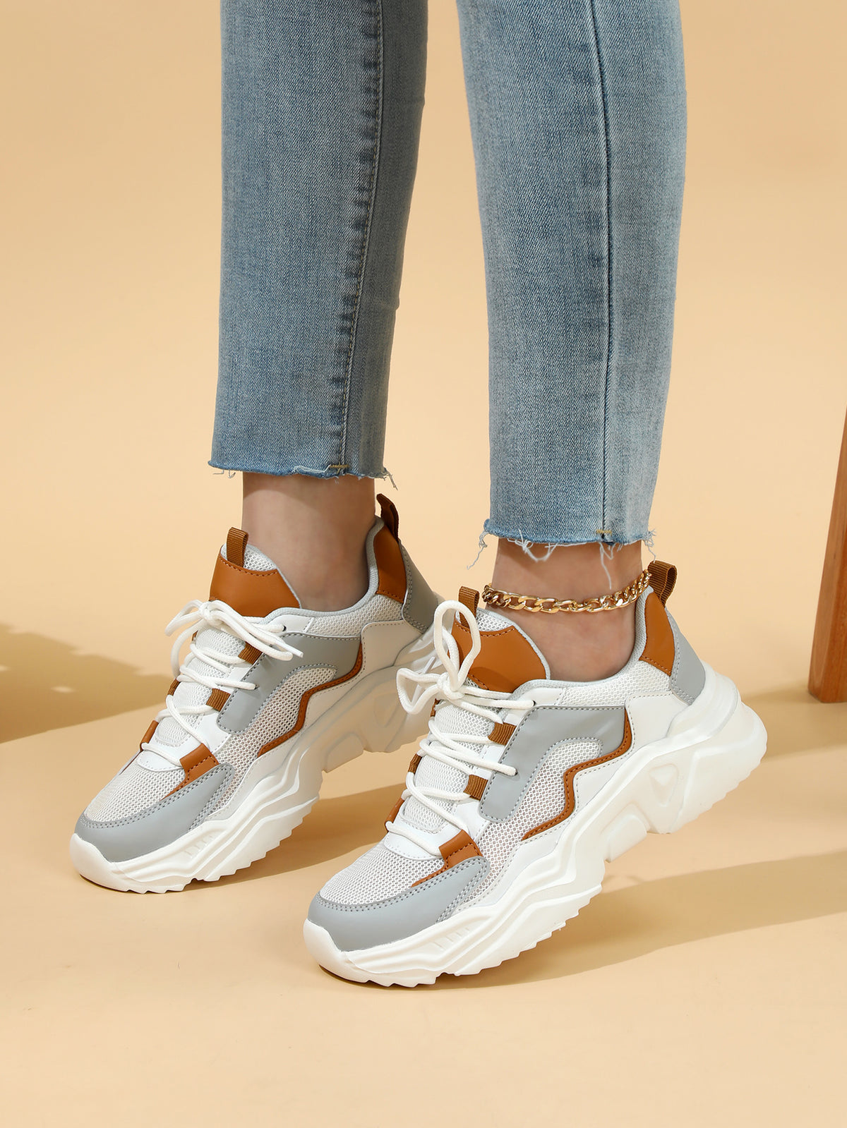 Color-blocked Platform Women's Casual Sneakers