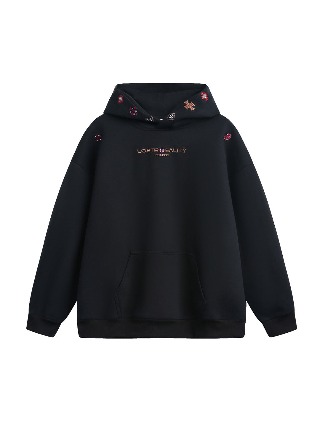 Ethnic-Embroidered Hooded Sweatshirt