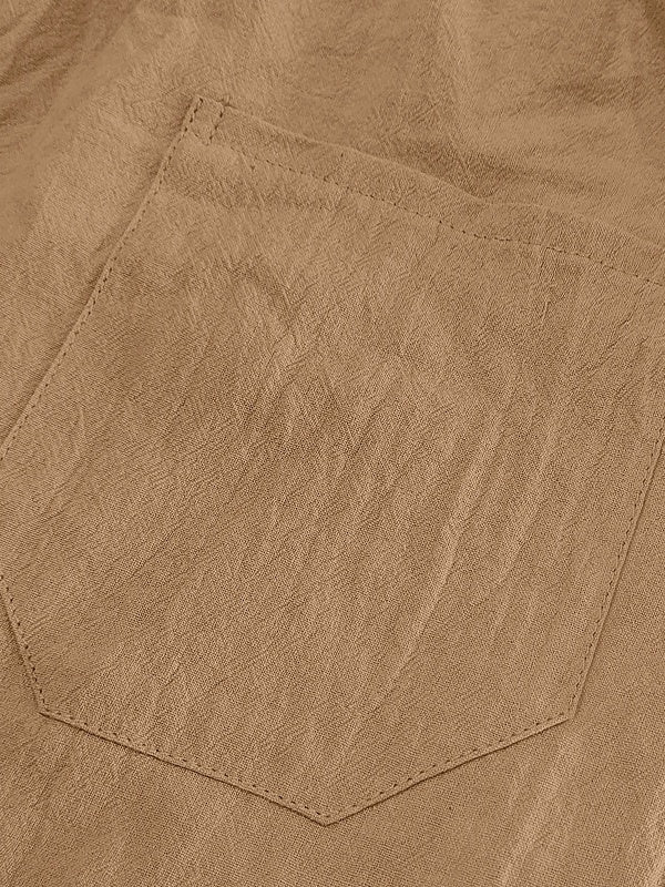 Flax Drawstring Breathable Beach 7 Points Shorts