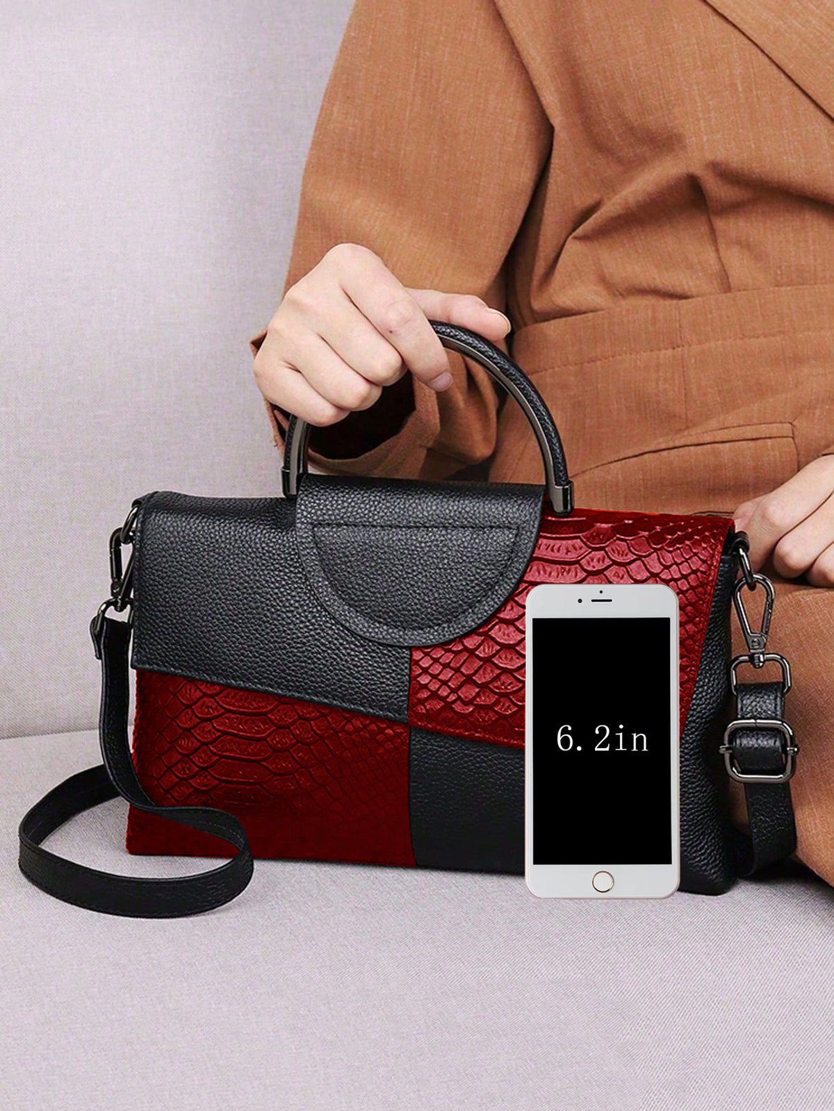 Snake-print Color-block Clutch/crossbody Bag