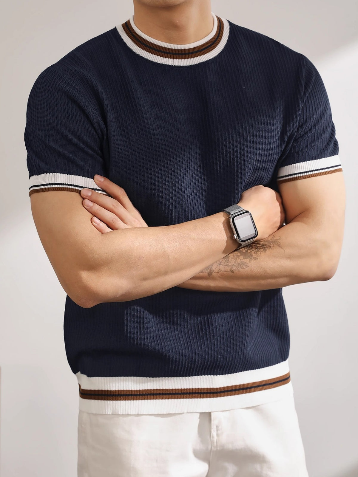 Color Matching Stripes Old Money Style T-shirts