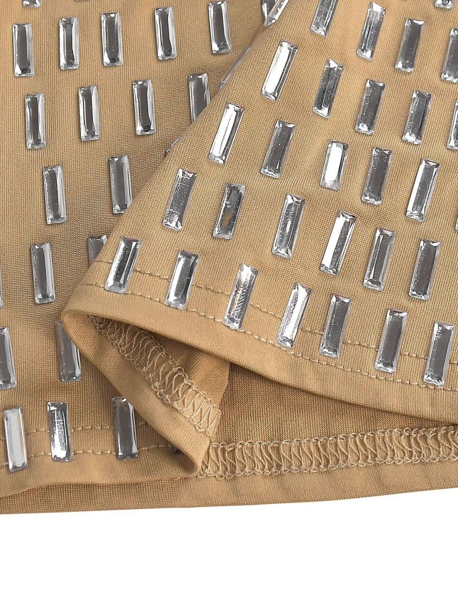 Strapless Rhinestone Hip-hugging Mesh Sequins Dinner Cocktail Maxi Dress