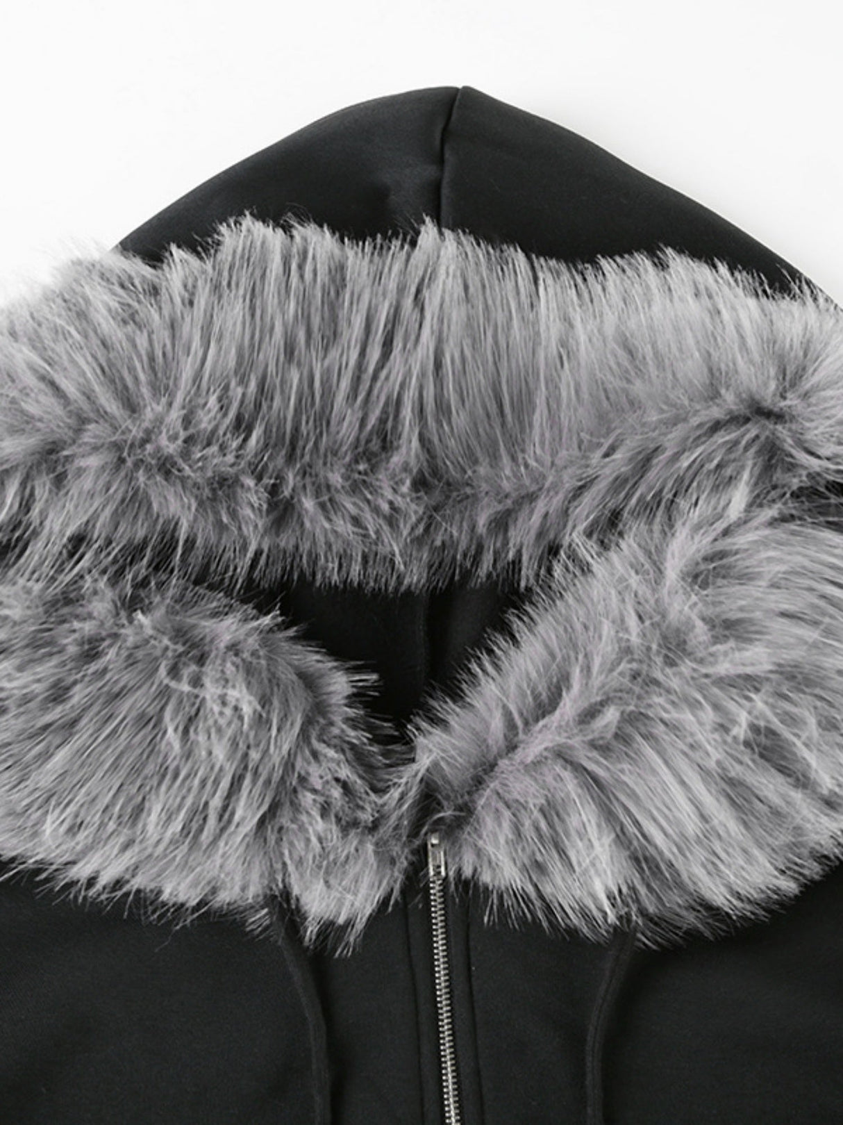 Fleece-lined For Warmth Double-ended Zipper Plush Patchwork Hoodies Jackets