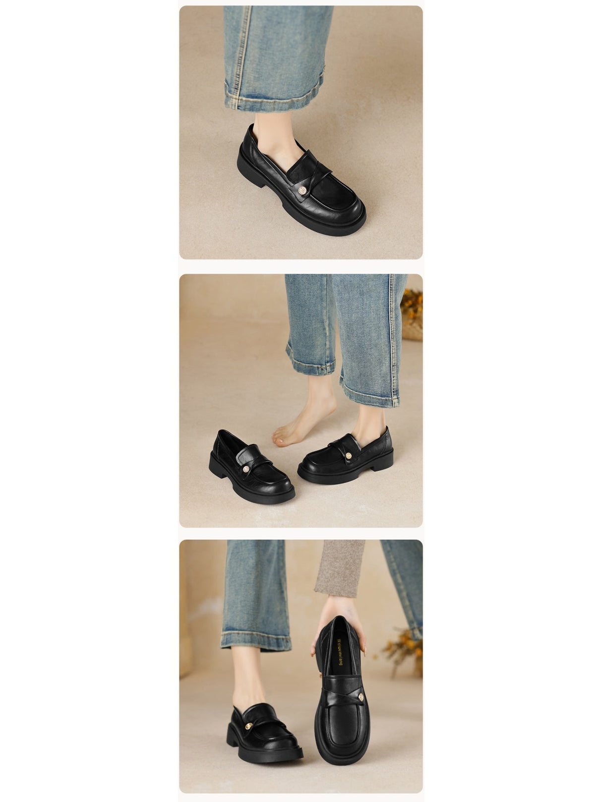 Liber Spring and Autumn Thick-soled Metal Buckle Women's Loafers