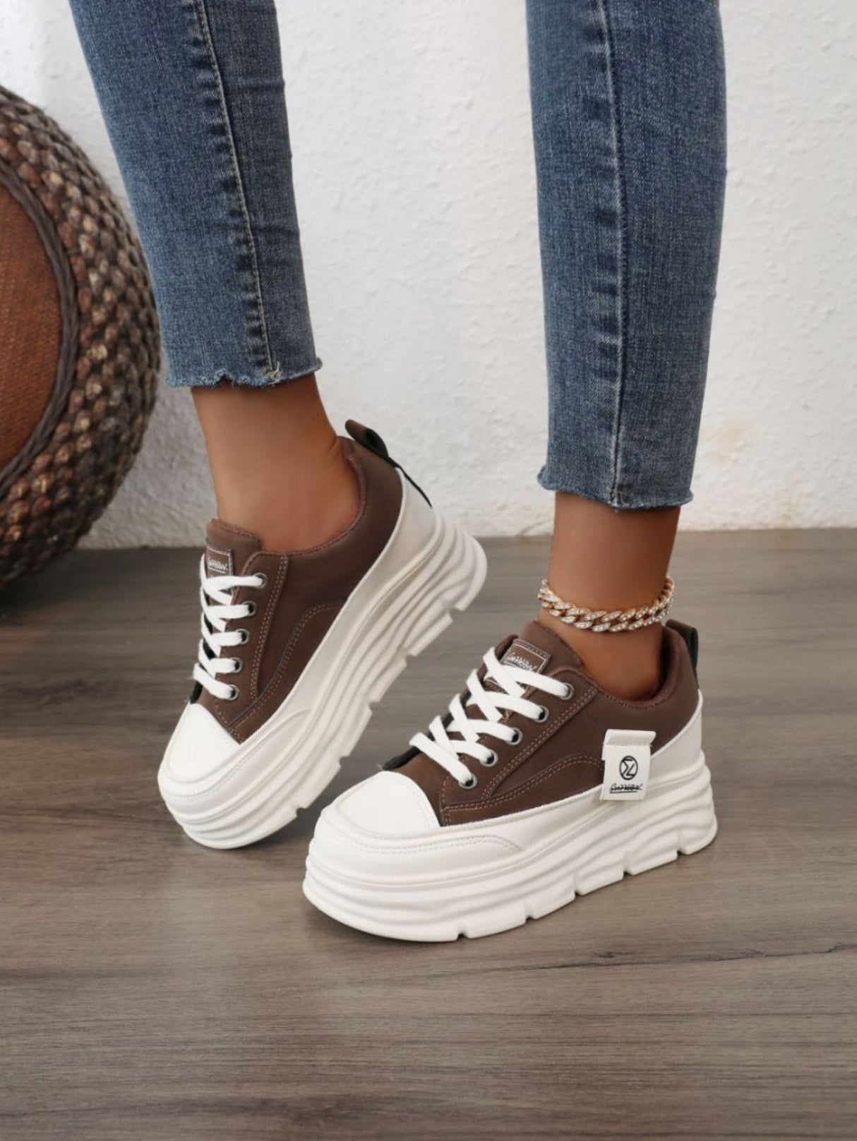 Colorblock Thick-Sole Women's Casual Sneakers