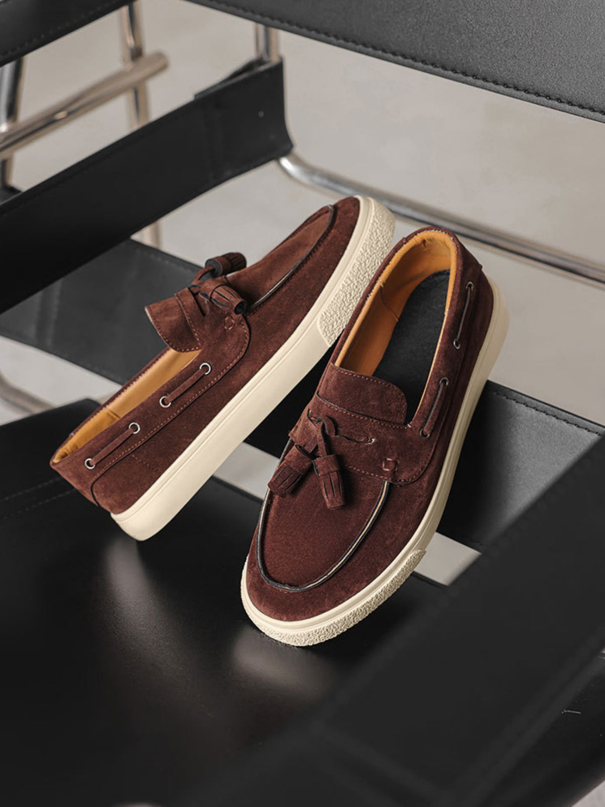 Color-blocked Tassel Slip-on Loafers