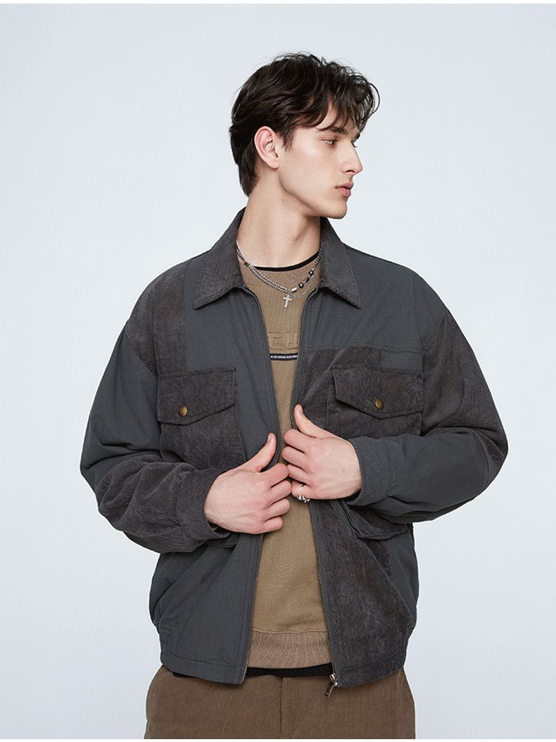 Splicing Contrasting Colors Design Outdoor Leisure All-match Lightweight Work Jacket