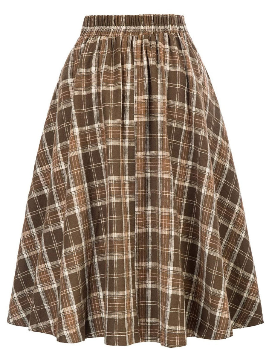 Liber Autumn Women's High waist Plaid Skirts