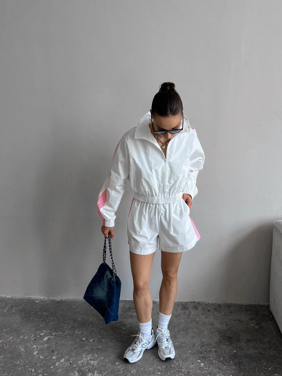 Liber Autumn women's contrast color block jacket long sleeve two piece suit