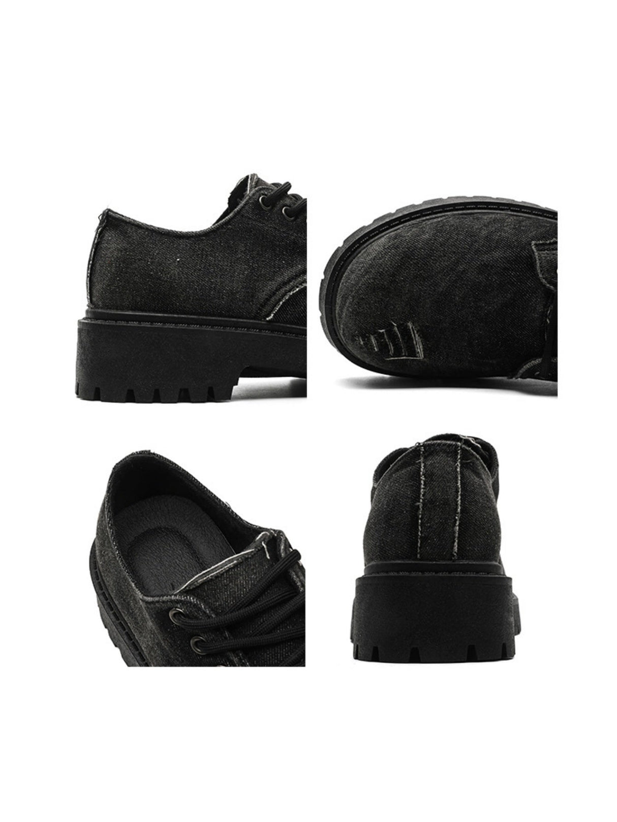 Derby-Schuhe aus zerrissenem Denim