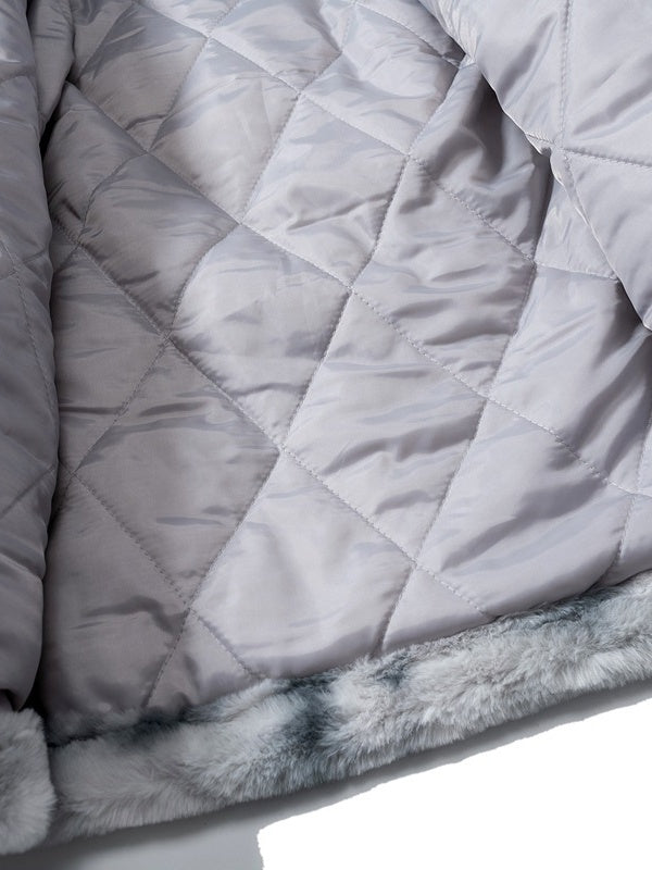 Tie-dye Gradient Cross Stitch Lambskin Faux Rabbit Fur Coat