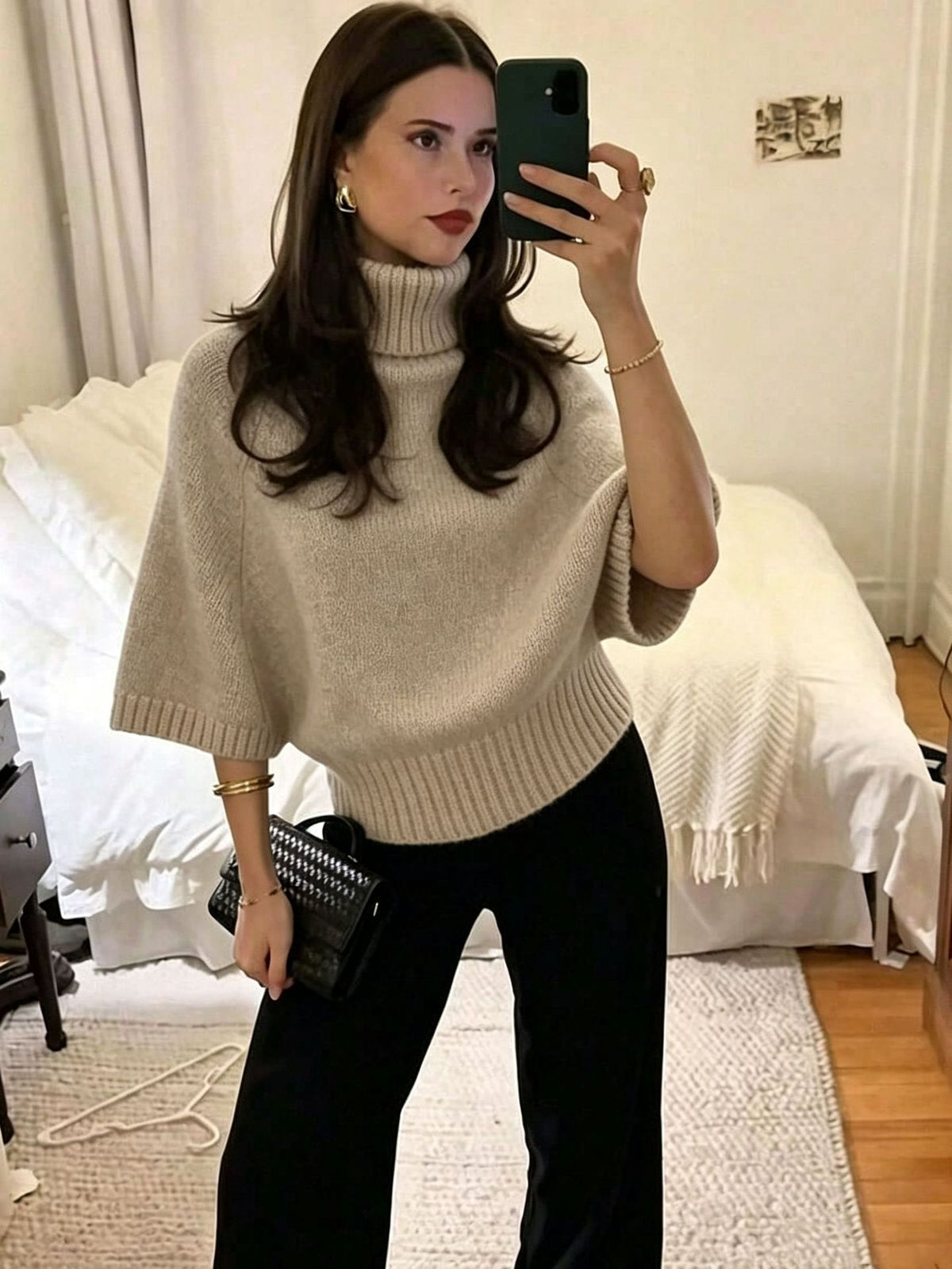 Autumn And Winter High-neck Loose Knit Sweater