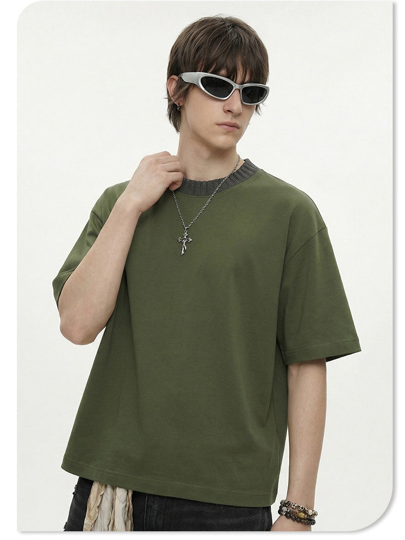 Color-blocked Cropped T-shirt