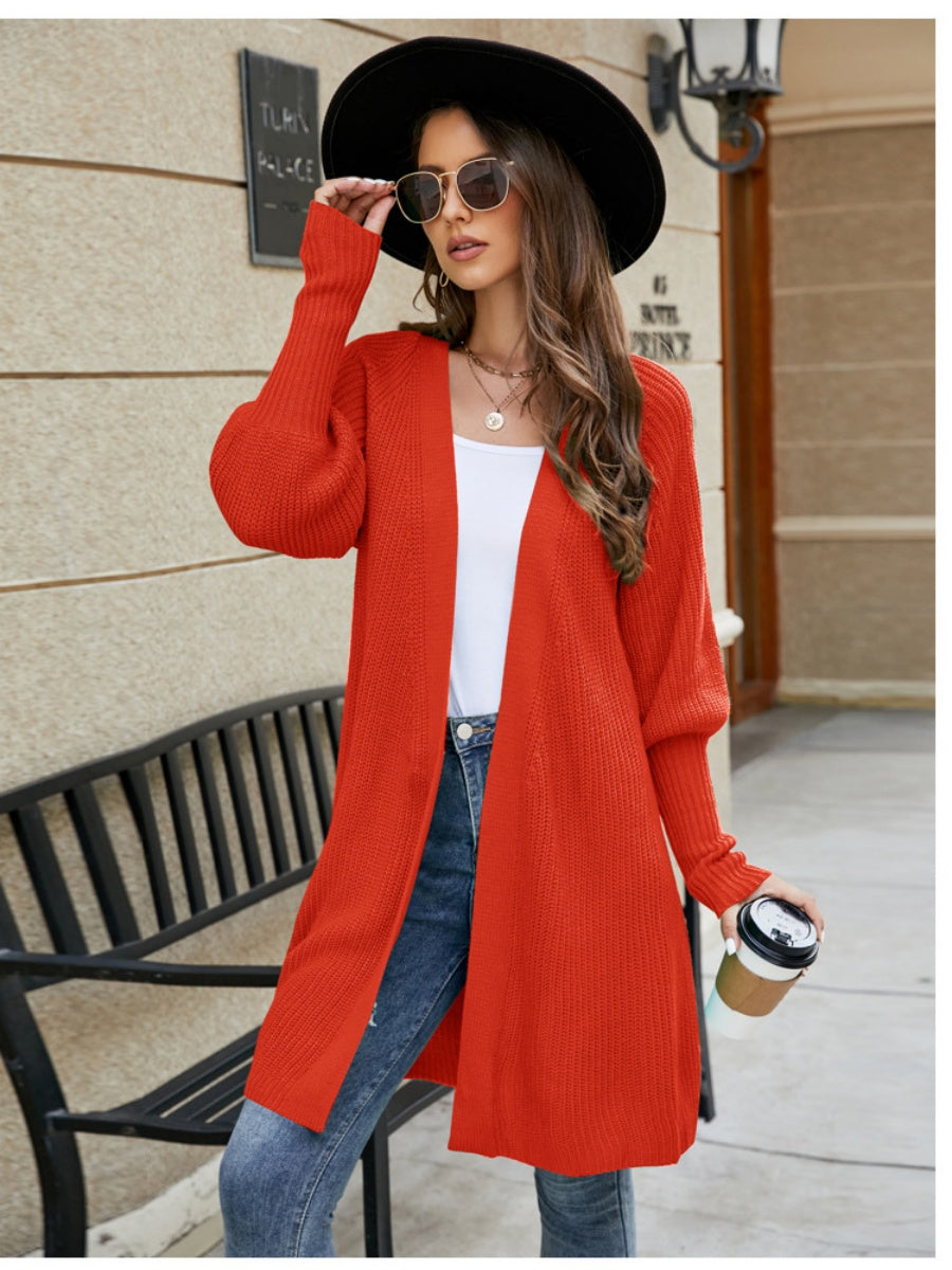 Liber Autumn Women's Plain stitch Mid-length Cardigans Coat