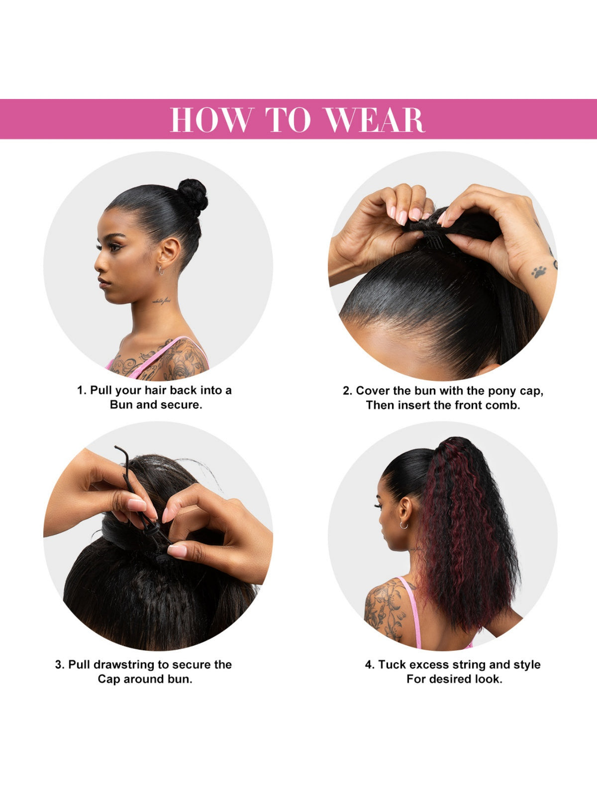 Small Curly Ponytail Synthetic Fiber Drawstring Braid High-temperature Silk Wig