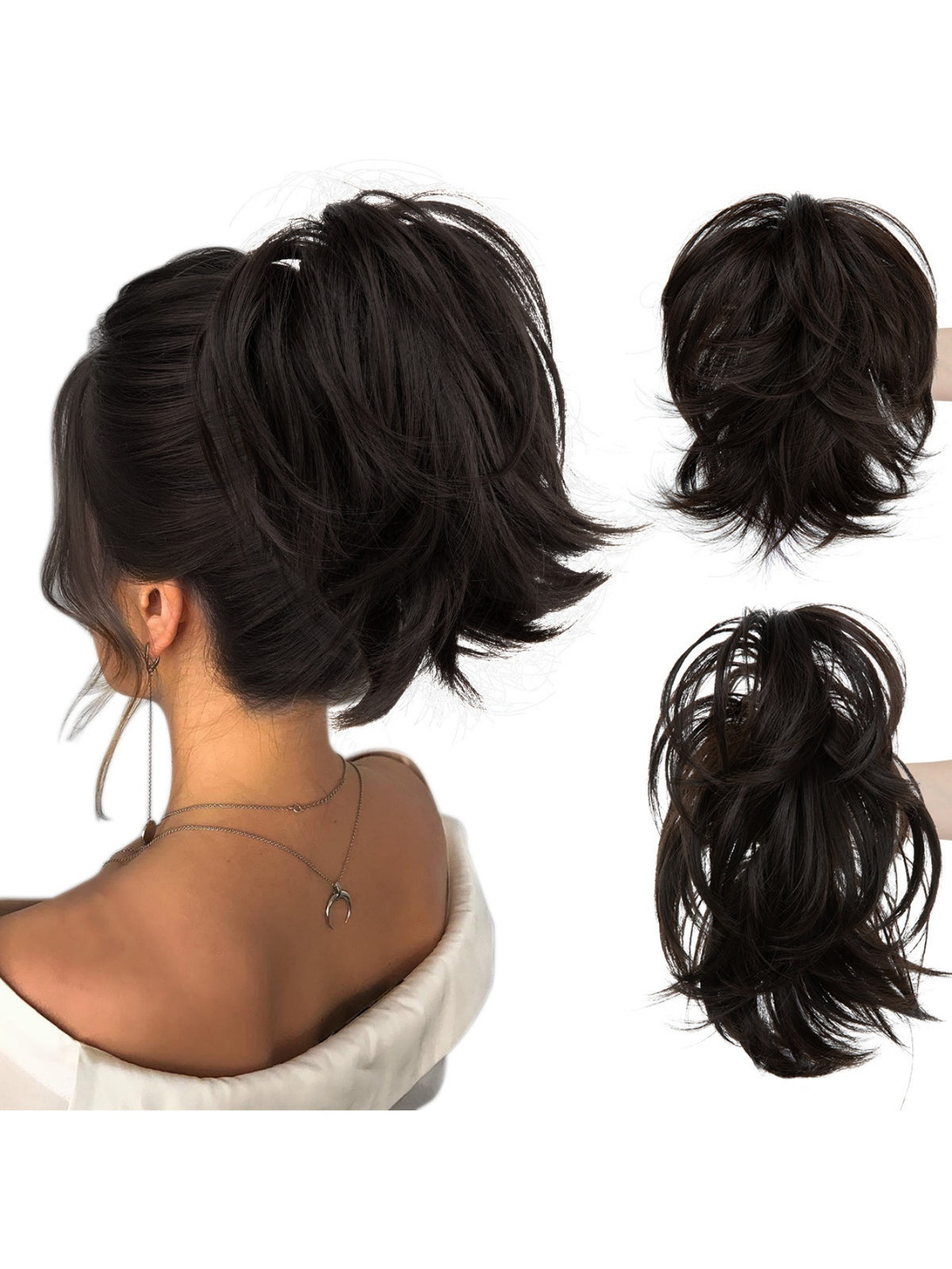 Short, Curled Ponytail Wig With Clip