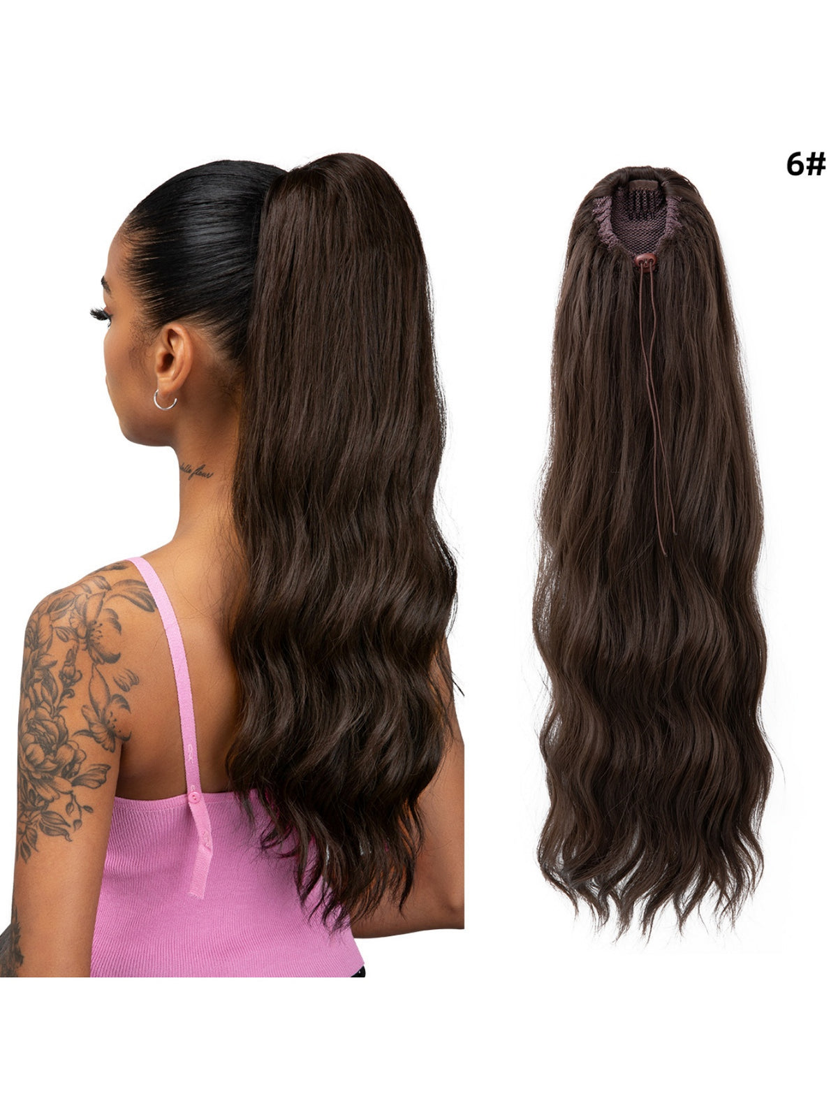 Pull-cord Hair Tie Water Ripple High-temperature Silk Ponytail Wig
