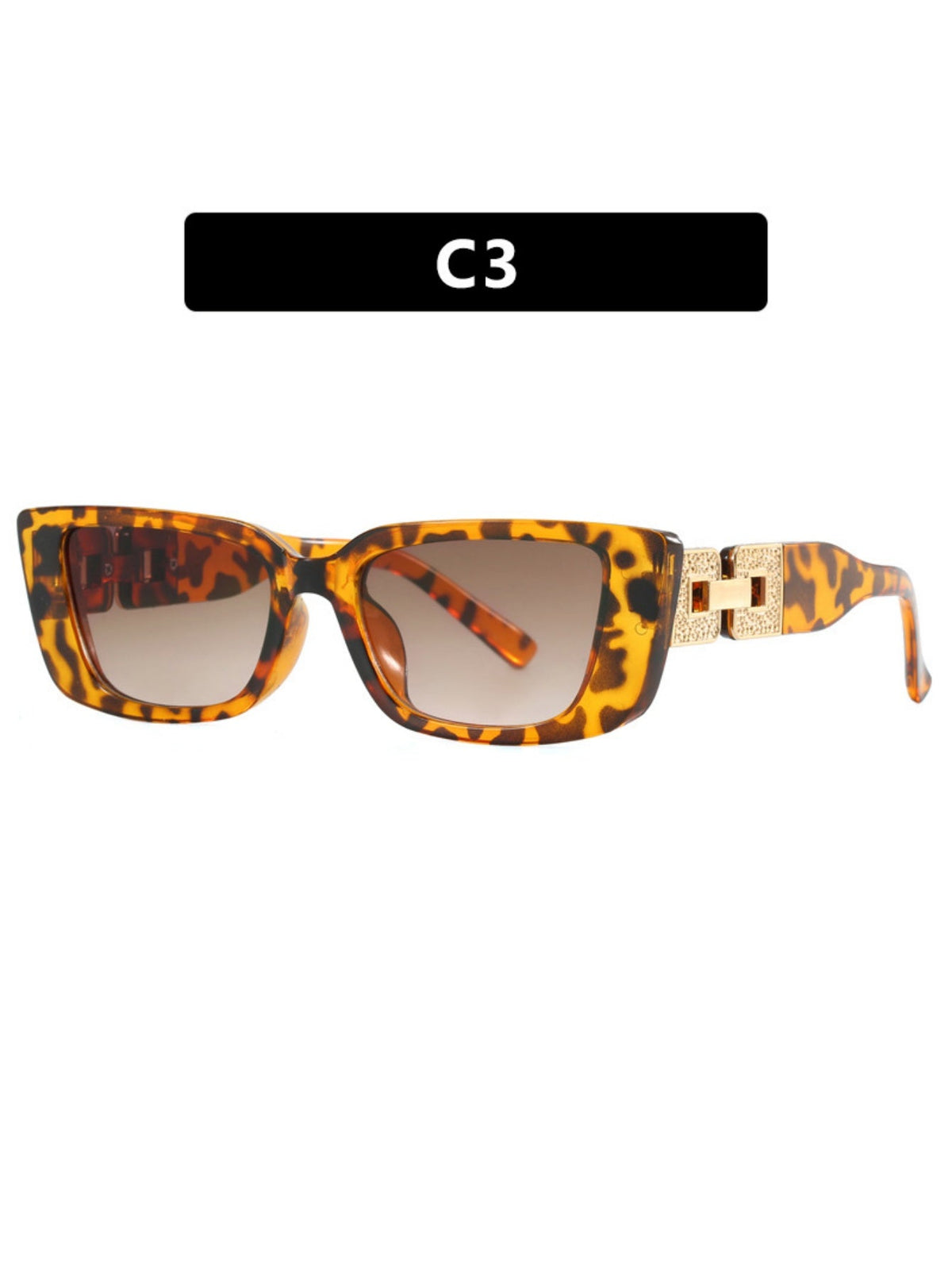Lunettes de soleil à monture étroite et branches en chaîne