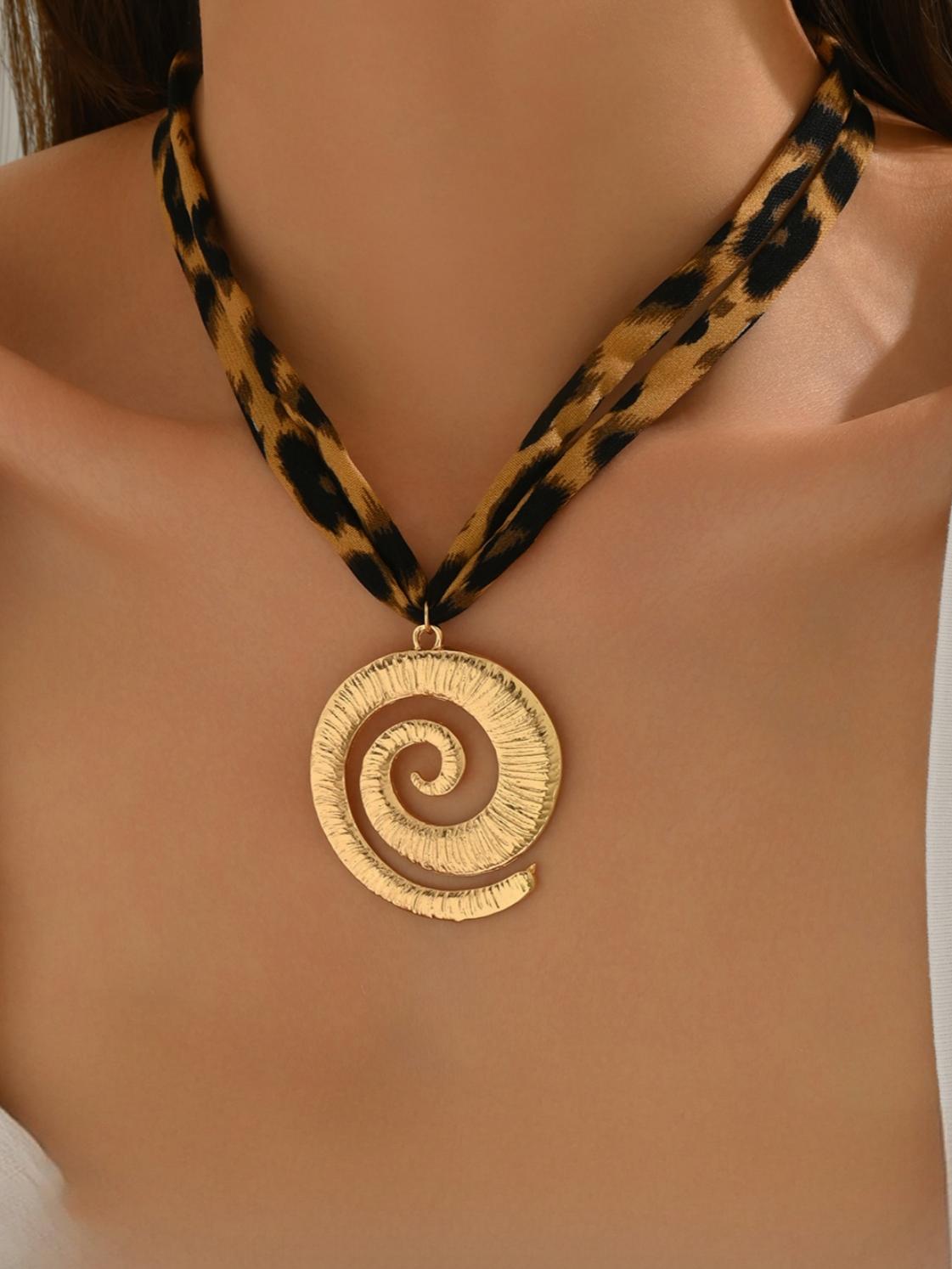 Leopard Print Seashell Starfish Necklace