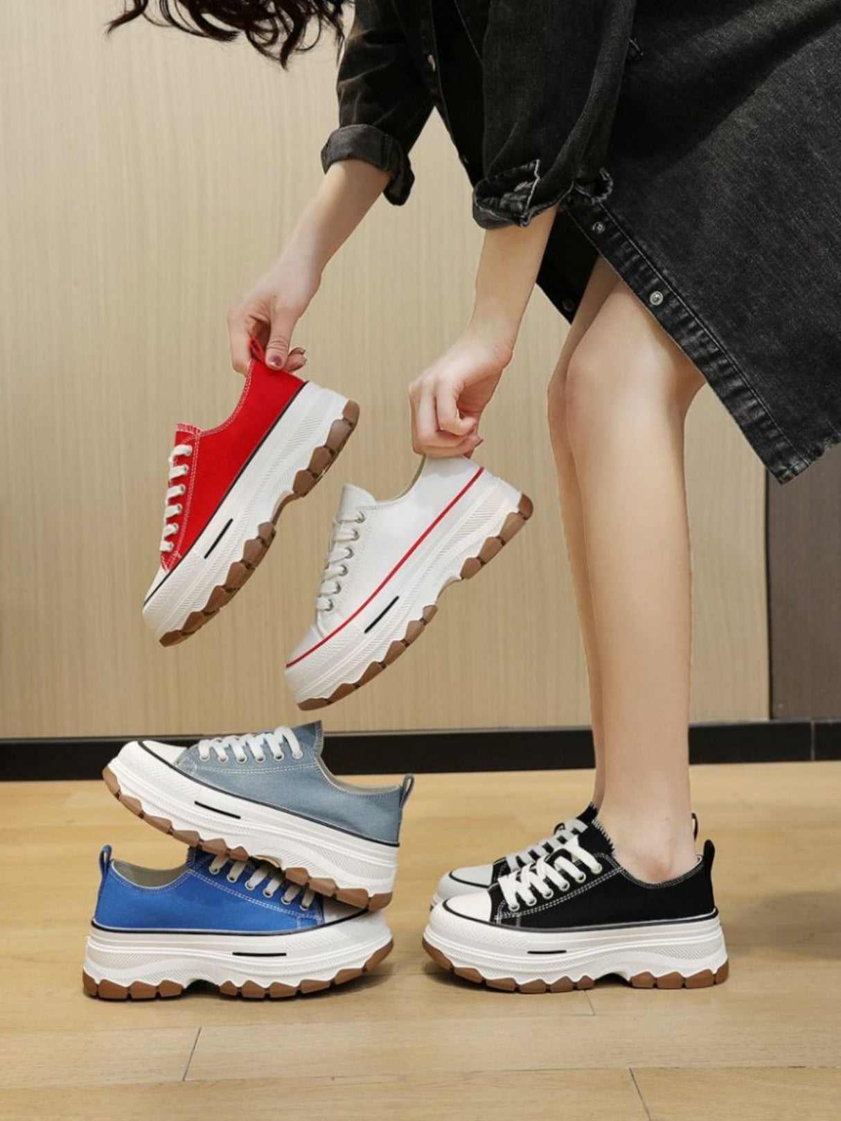 Women's Canvas Thick-soled Casual Sneakers