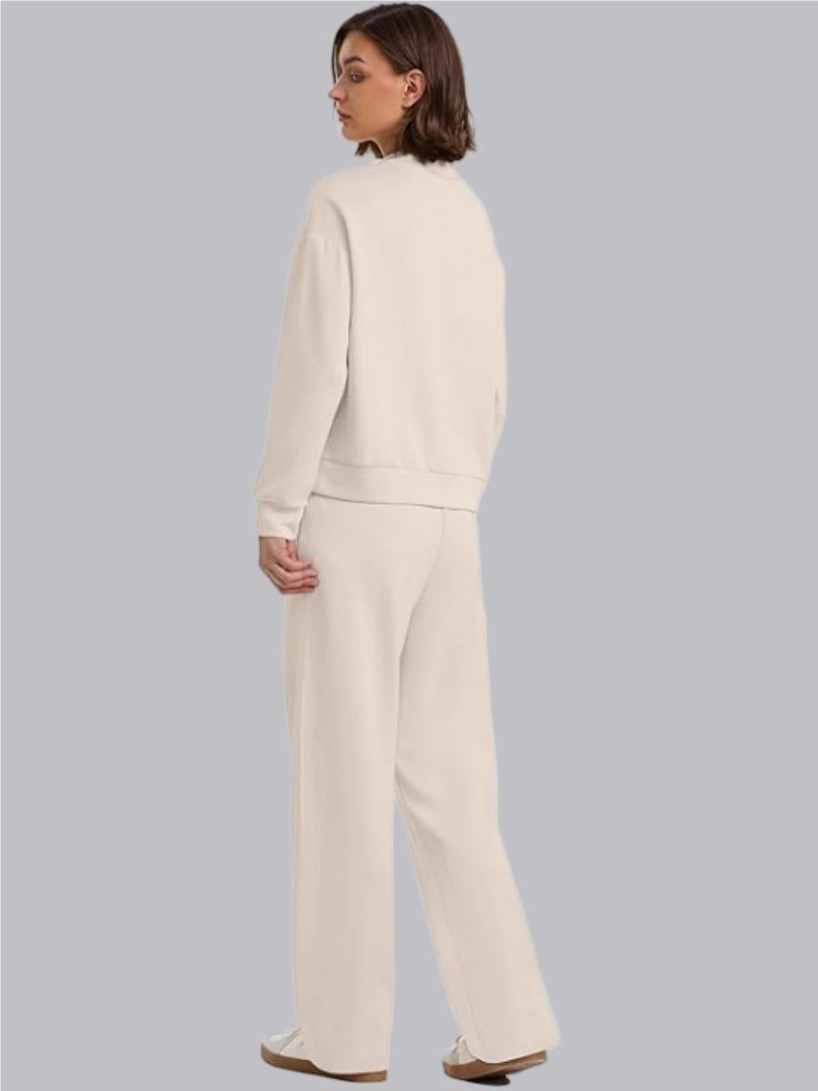Sports Casual Suit Long-sleeved Pullover Sweatshirt Wide-leg Pants 2-piece Sets