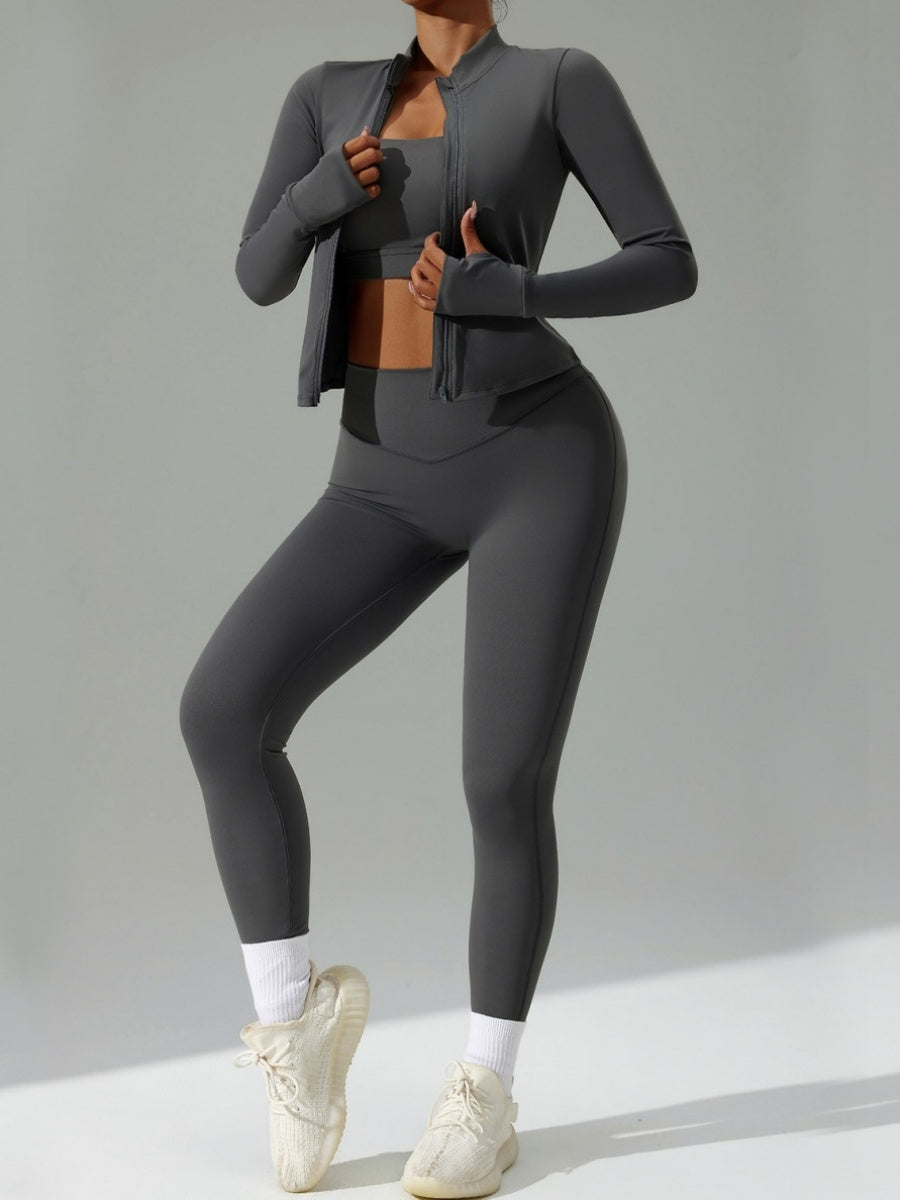 Tight Fit Yoga Sports Quick-drying Three-piece Gym Outfit