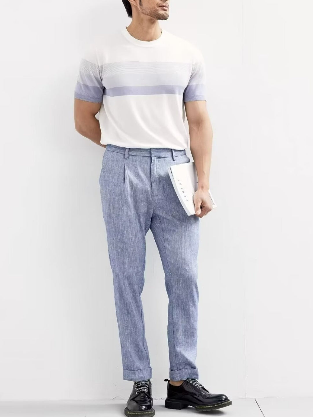 Gradient Stripes Color Matching Slim-fit T-shirts