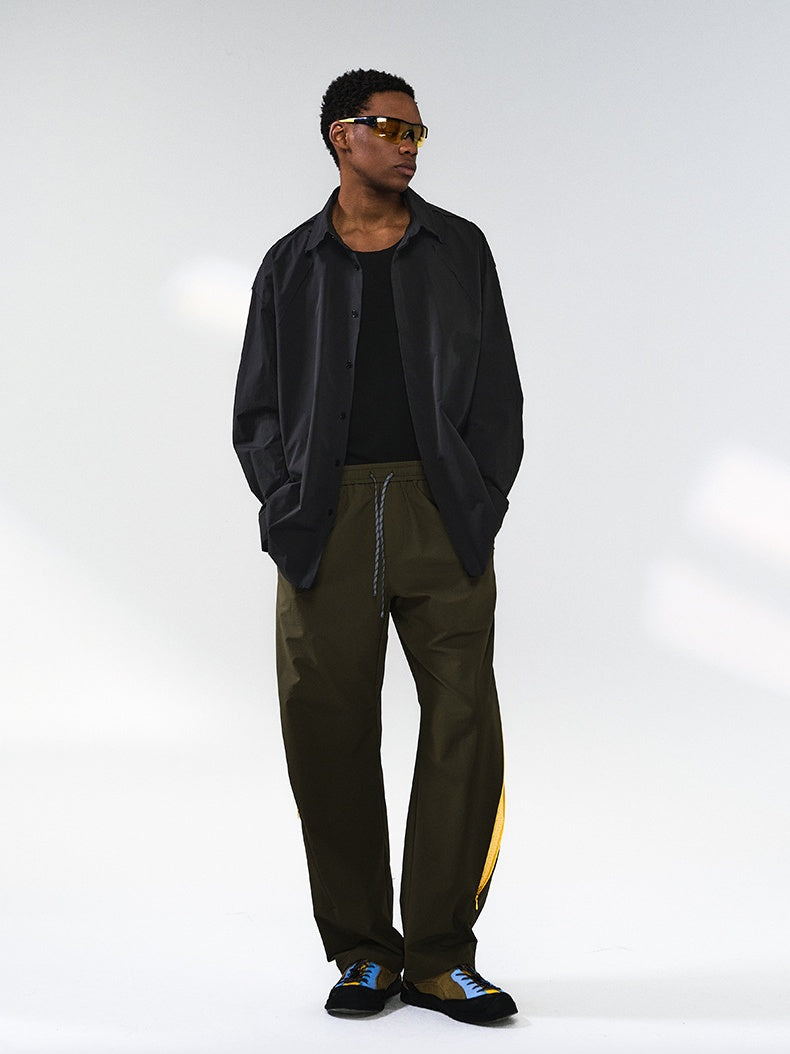 Liber Autumn Neutral wear Color matching Stripes Shirts