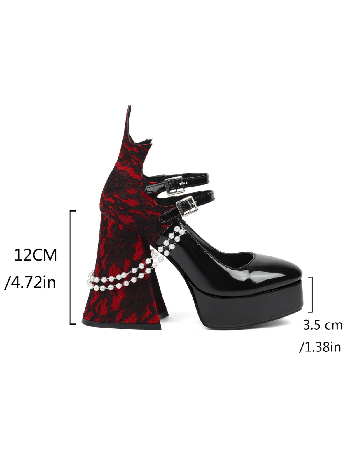 Pearl And Lace-trimmed Mary Jane High Heels