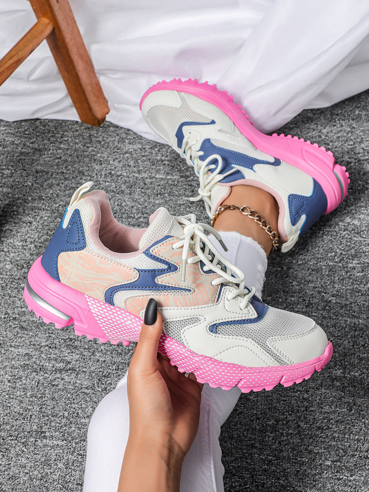 Color-blocked Platform Women's Casual Sneakers