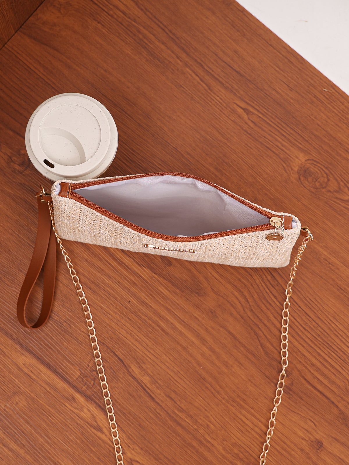 Solid Color Vacation Straw Crossbody Bag