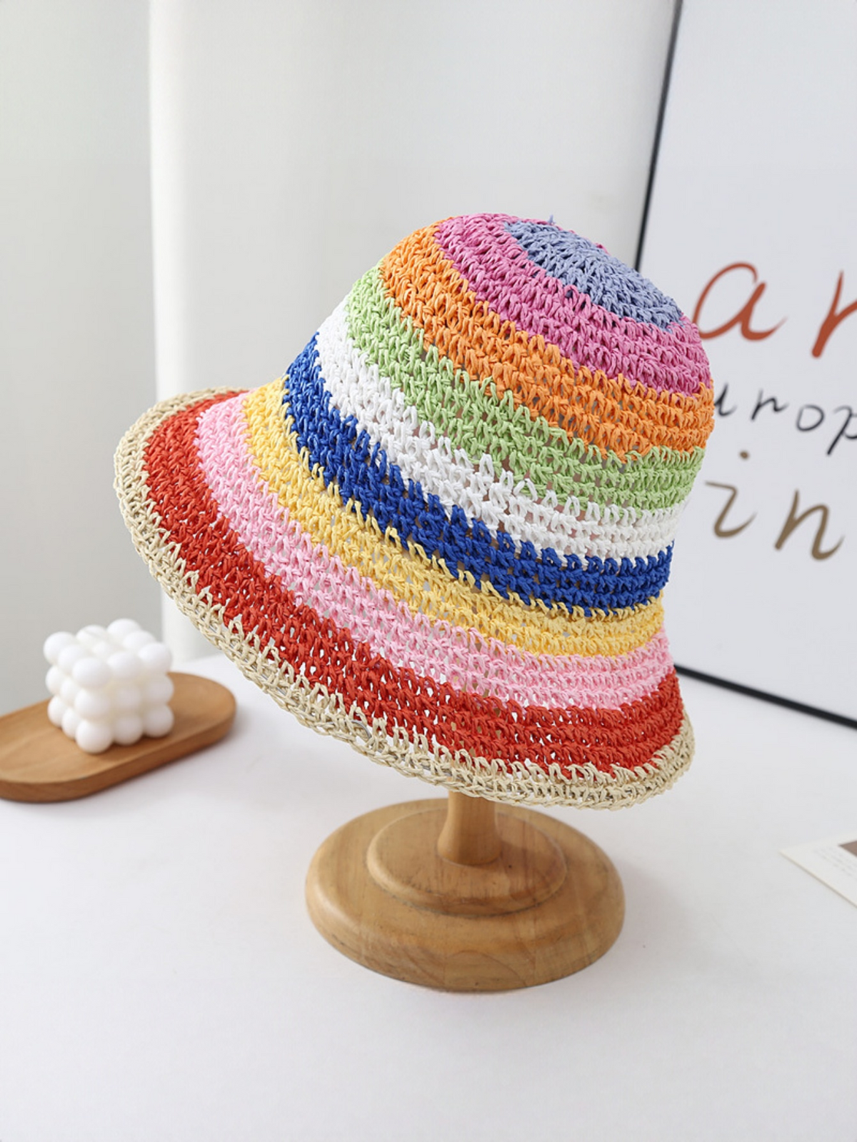 Rainbow Woven Straw Hat