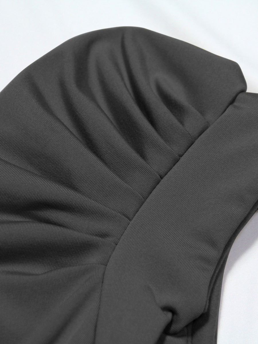 Backless, Tulle-shoulder, Long-sleeved, Bodycon Mini Dress