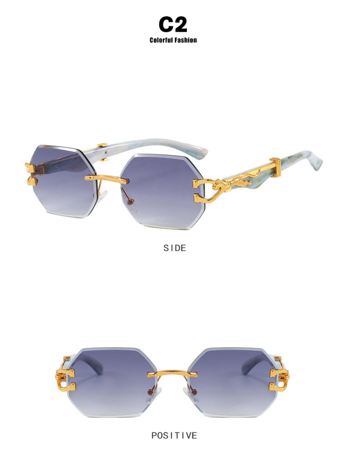 Metal Frameless Polygonal Sunglasses