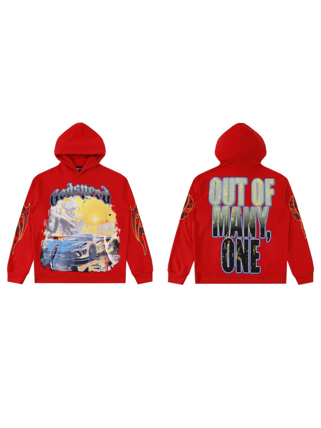 Rock Washed And Aged Letter Print Hoodies